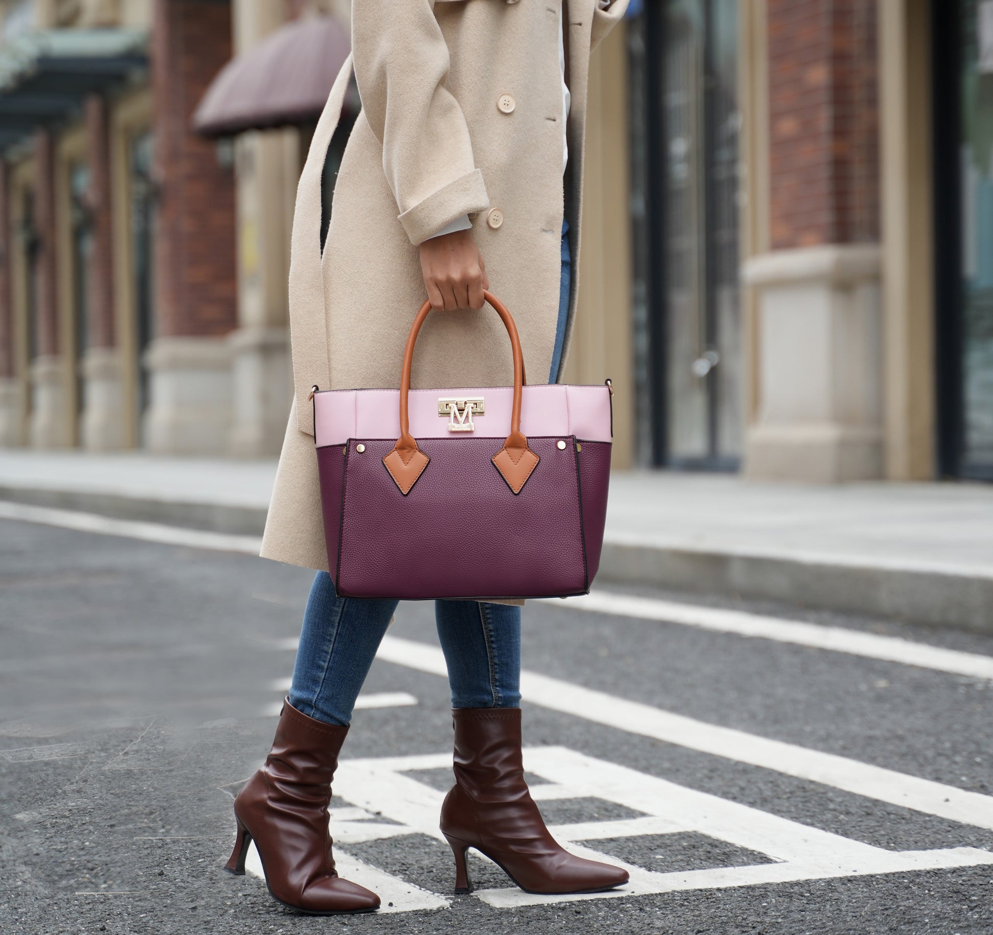 Brynlee Women'S Tote Bag & Wristlet Wallet, Crossbody Purse Handbag 2 Pcs by Mia K - Burgundy