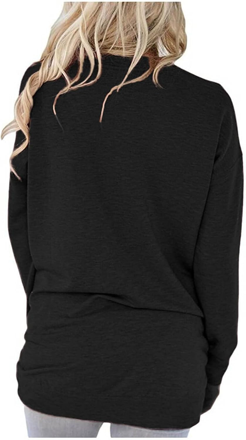 Womens Crewneck Sweatshirt Casual Loose Fitting Tops Long Sleeve T Shirt