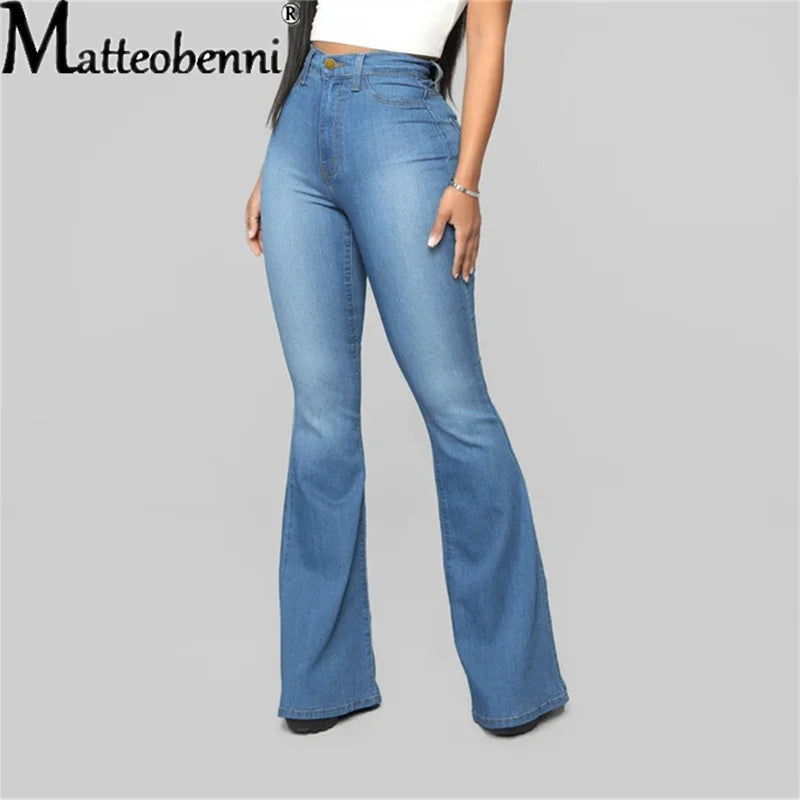 Women Clothing Solid Color Slim-Fit Fashion New Arrival Denim Speaker Pants Skinny High Waist Casual Street Jeans Vetement Femme